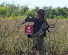 Военные проверяют местность на наличие взрывной опасности вдоль дороги Авдеевка – Опытное