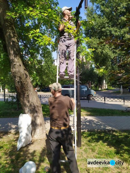 Сквер по улице Гагарина в Авдеевке стал светлее (ФОТО)