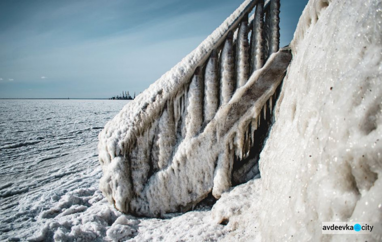 Впечатляющие фото непогоды в Бердянске: море замерзло, а скульптуры обледенели