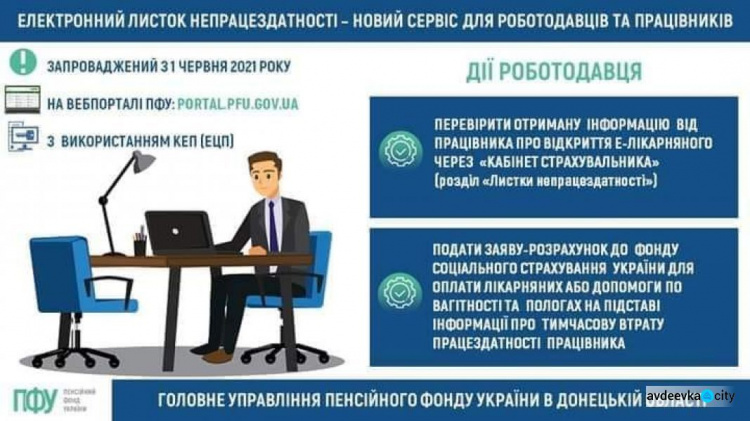 Авдіївський сервісний центр Пенсійного фонду роз'яснює, де знайти інформацію про е-лікарняний в кабінеті страхувальника