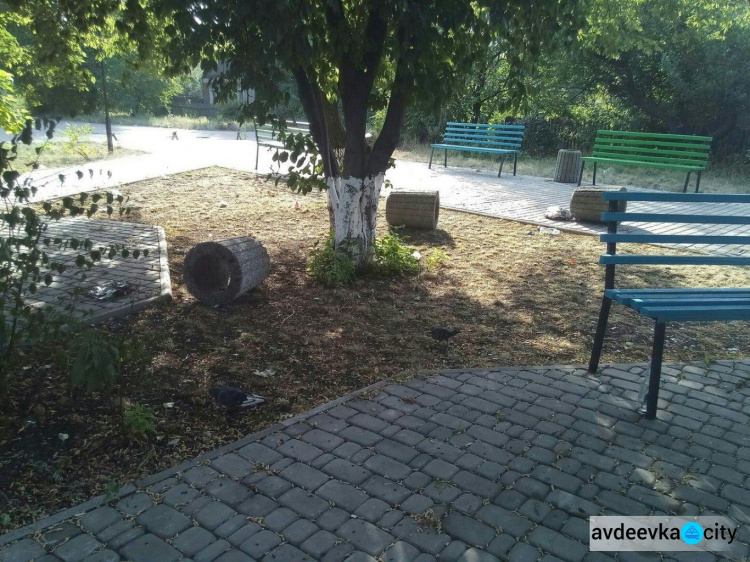 В Авдеевке неизвестные разгромили единственный в районе городской сквер (ФОТО)