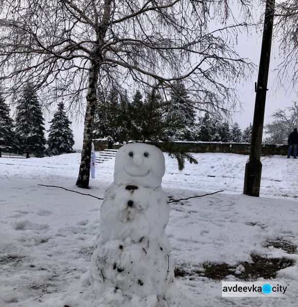 В Авдеевке выпал снег (ФОТОФАКТ)