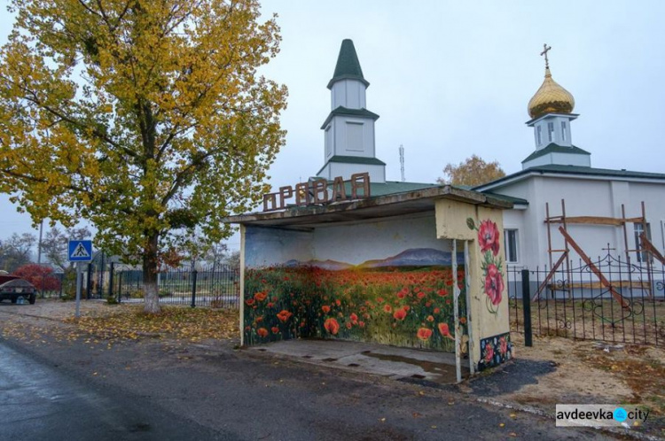 Переселенцы превратили остановки в  одном из поселков  Донетчины в произведения искусства (ФОТО)