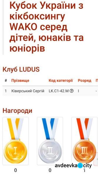 Авдеевский спортсмен завоевал бронзу на Кубке Украины по кикбоксингу (ФОТО)